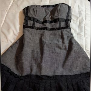 Gray and Black Strapless Dress